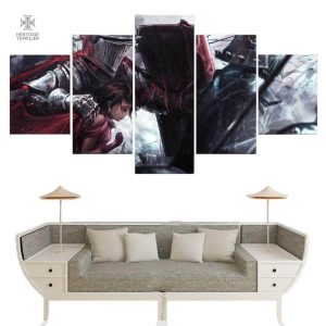 Tableau Templier Protecteur 5 pièces, décoration médiévale