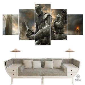 Tableau Templier Duo de Chevaliers, art mural inspiré des Templiers
