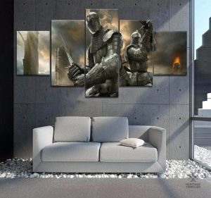 Tableau Templiers, représentation artistique des chevaliers historiques