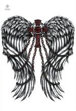 Tatouage temporaire d'un ange enchaîné, style Templiers