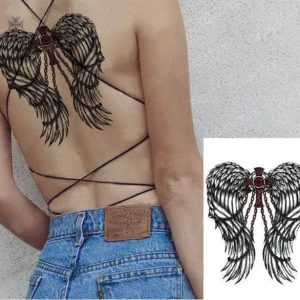 Dessin d'ange enchaîné, tatouage temporaire, design templier