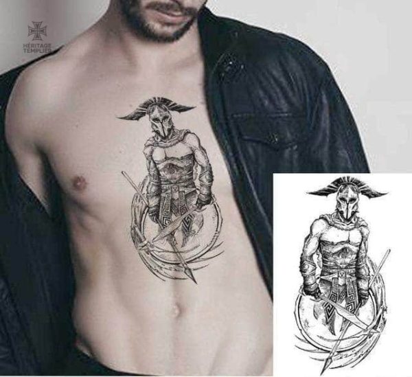 Tatouage Templiers Armé jusqu'aux Dents, design audacieux