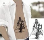 Tatouage Templier éphémère avec motif de chevalier médiéval