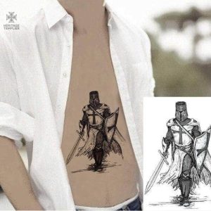 Tatouage Templier éphémère avec motif de chevalier médiéval