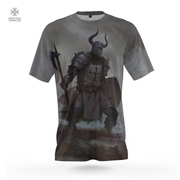tee-shirt-templier-casque-a-cornes-1 T-Shirt Templiers avec motif de casque à cornes